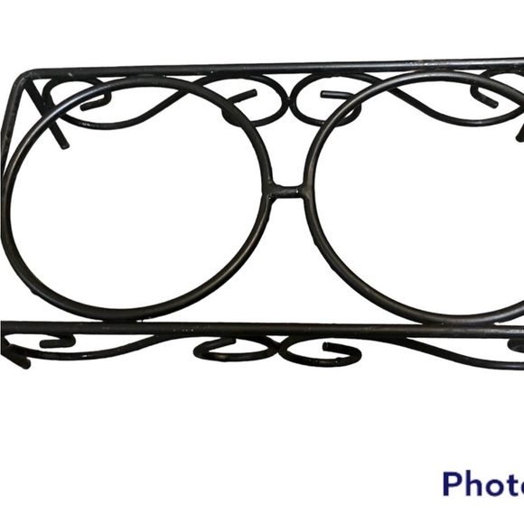 WROUGHT IRON scroll work hand crafted black 2 dog bowl stand feeder decor ergo - Picture 3 of 9
